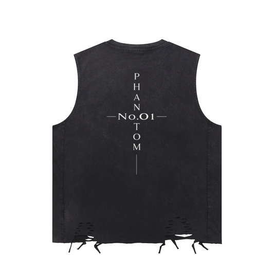 "No.01 Cross" Raw-Hem Tank Top