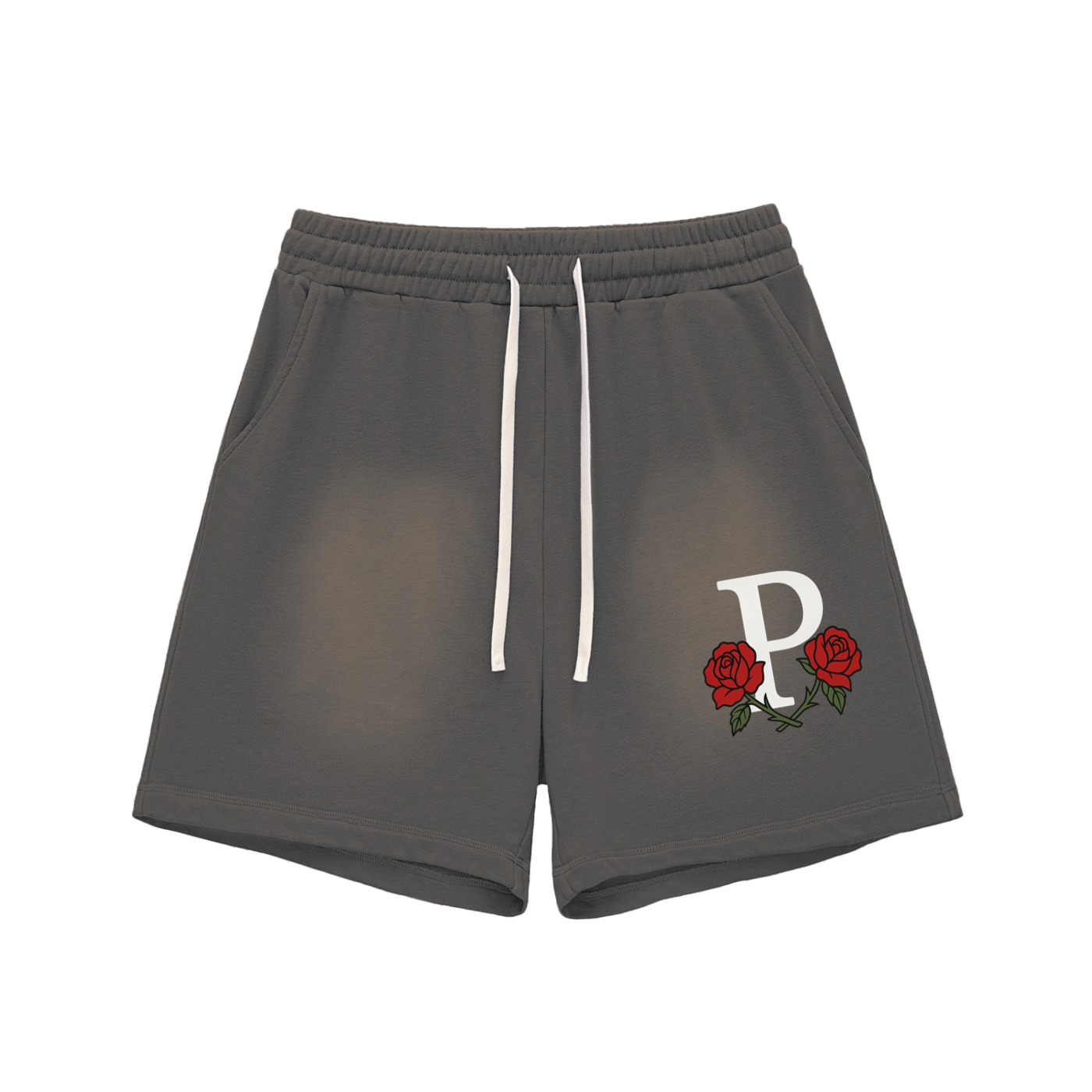 Phantom Roses Sun Faded Cotton Shorts