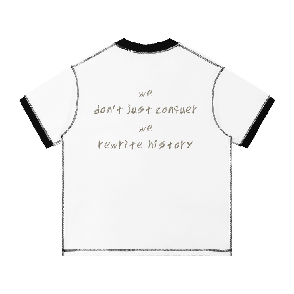 "Rewrite History" Contrast-Stitched Cotton T-Shirt