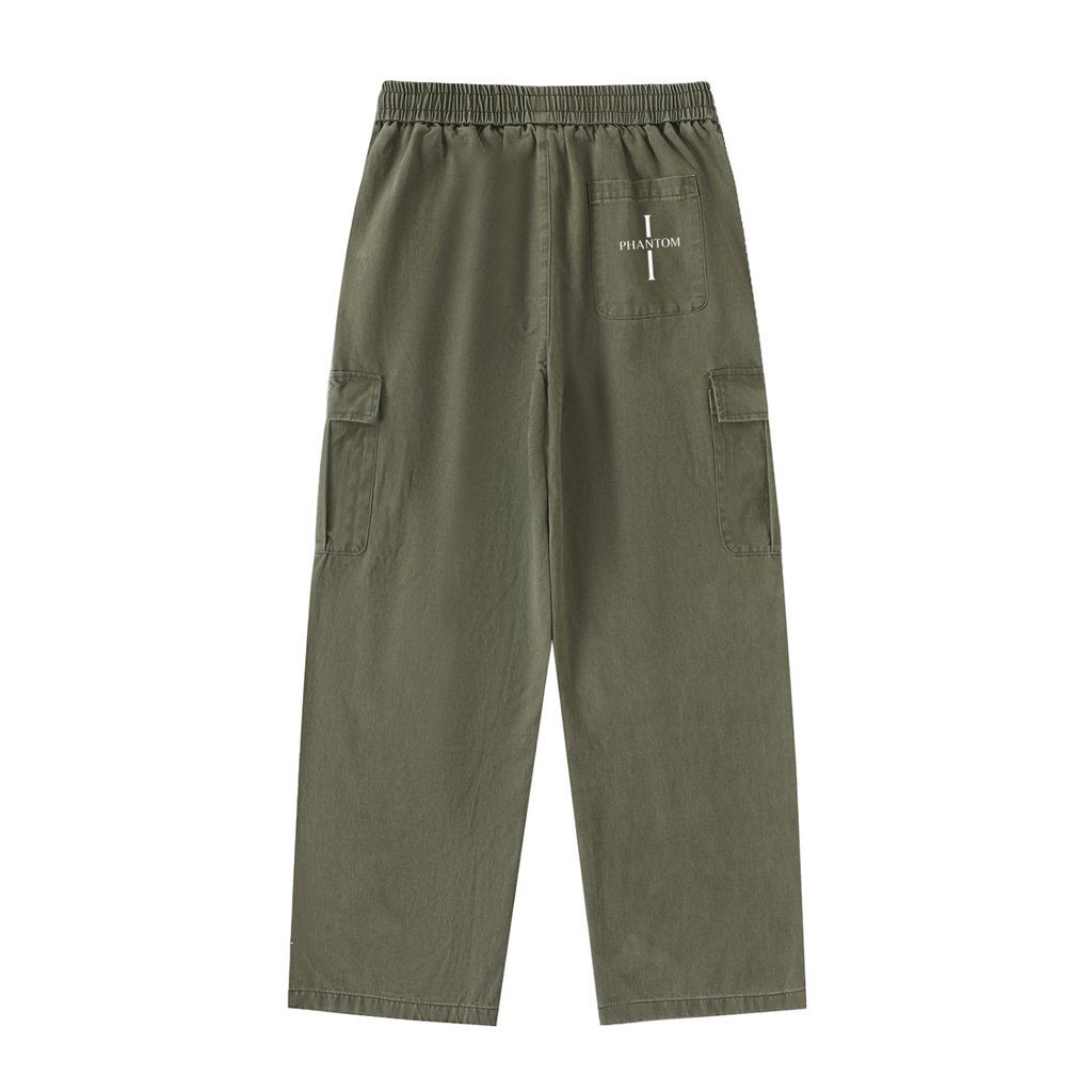 Phantom Cross Drawstring Straight-Leg Cargo Pants