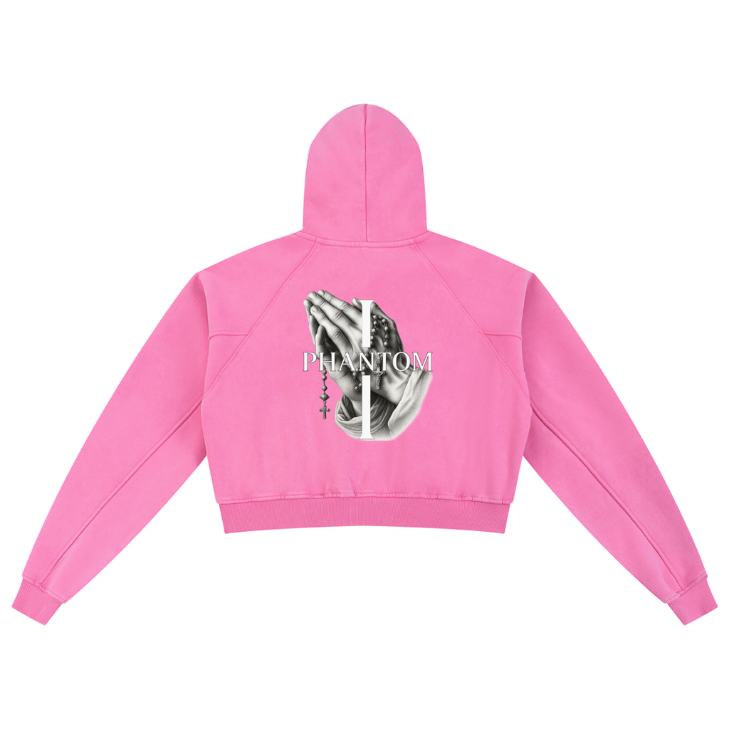 Blessed Snow Washed Cropped Hoodie