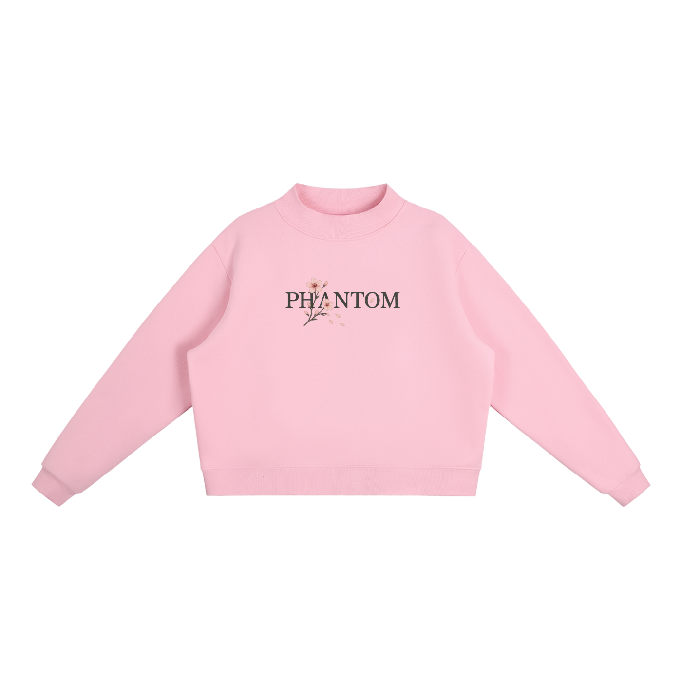 Cherry Blossom Mock-Neck Crew Sweatshirt