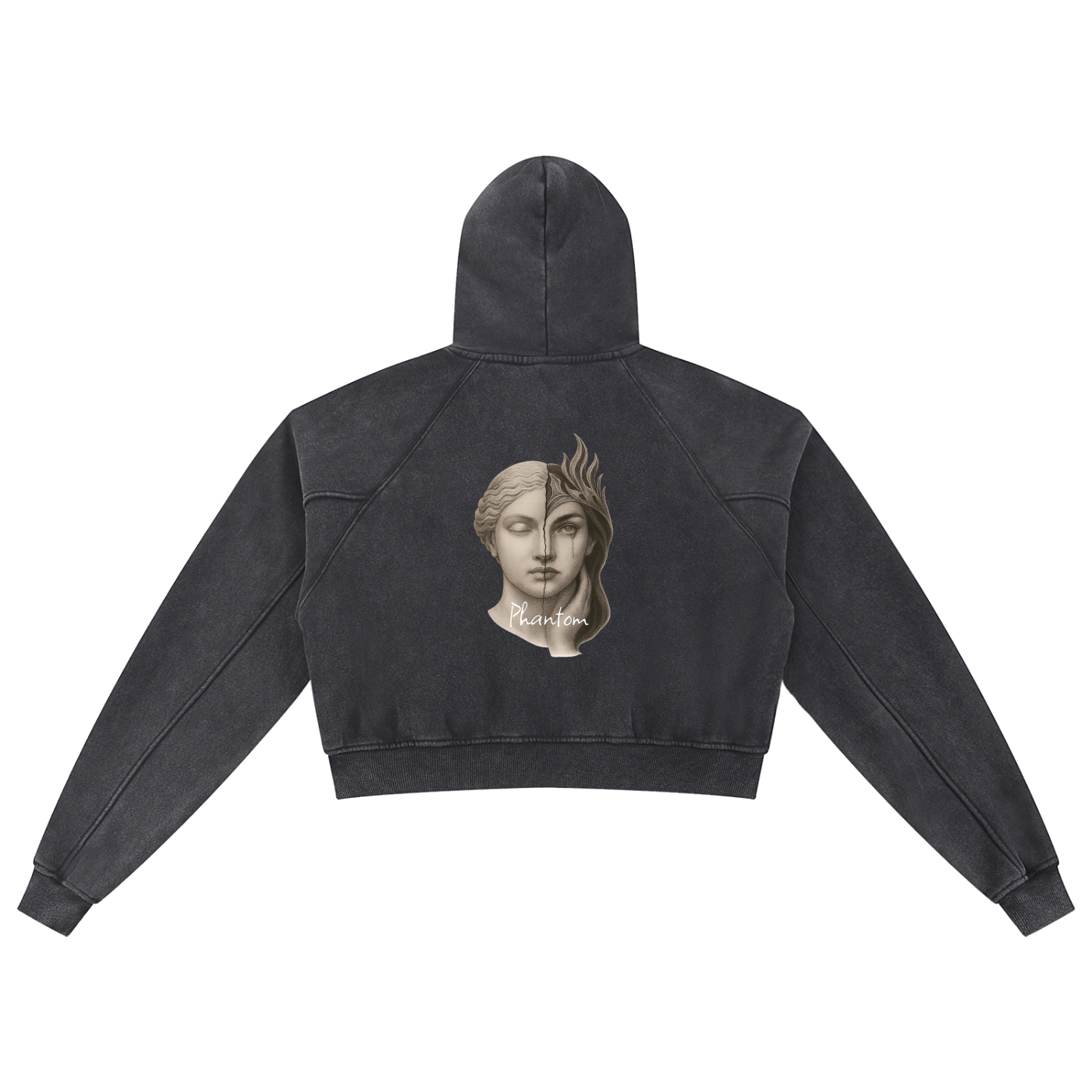 Two Faced Snow Washed Cropped Hoodie