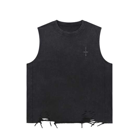 "No.01 Cross" Raw-Hem Tank Top