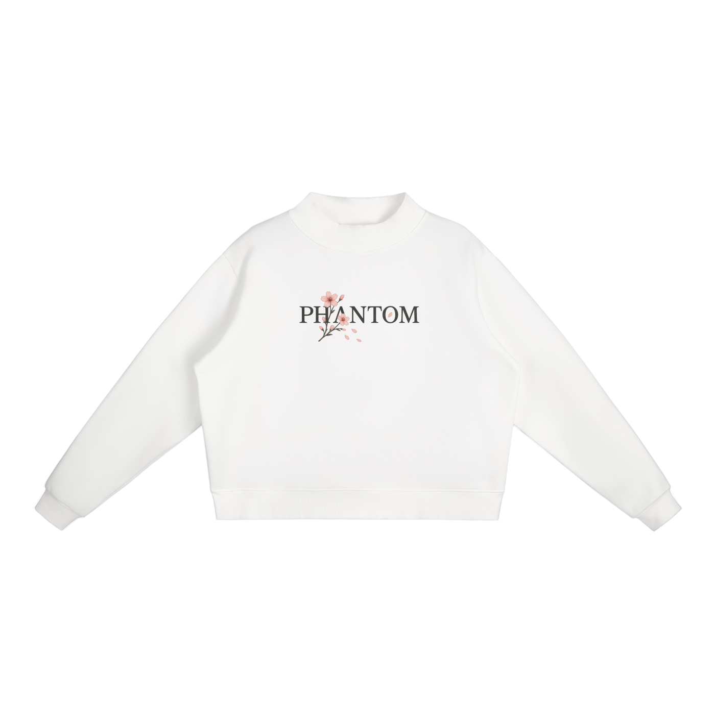 Cherry Blossom Mock-Neck Crew Sweatshirt
