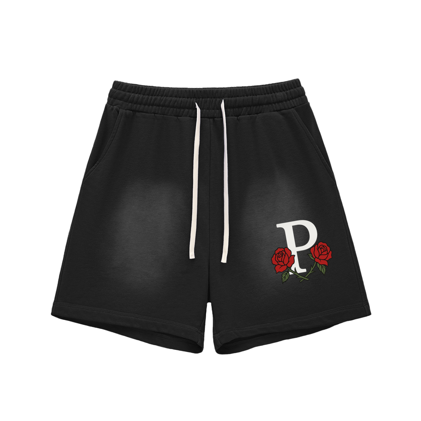 Phantom Roses Sun Faded Cotton Shorts