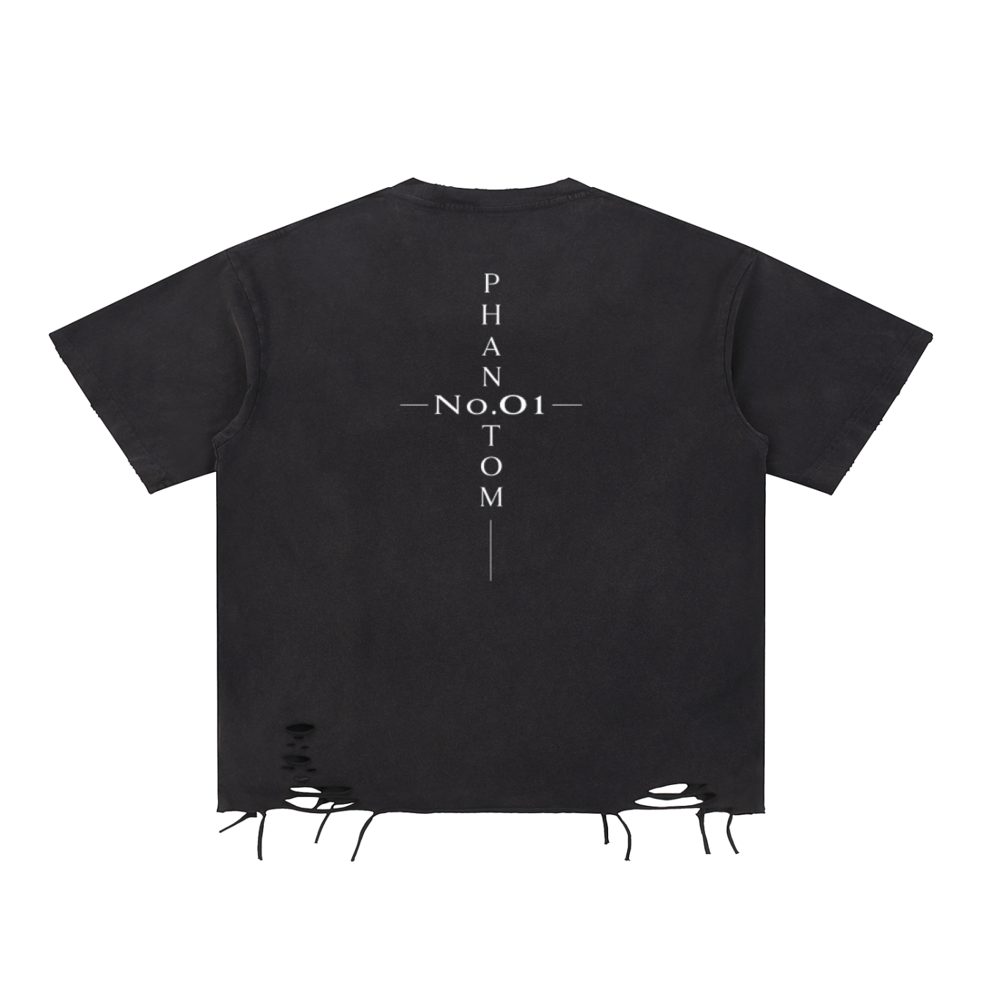 "No.01 Cross" Raw-Hem T-Shirt