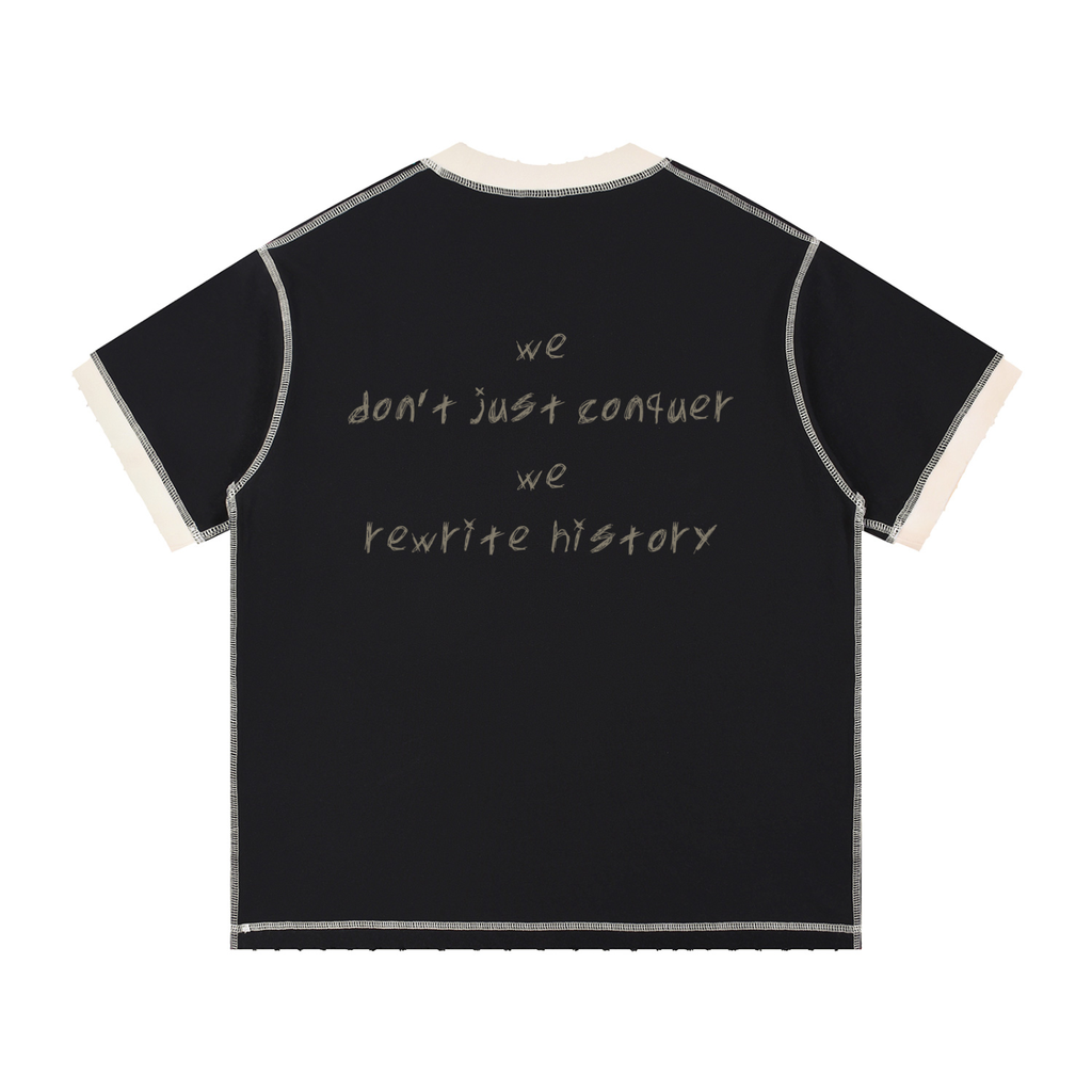 "Rewrite History" Contrast-Stitched Cotton T-Shirt
