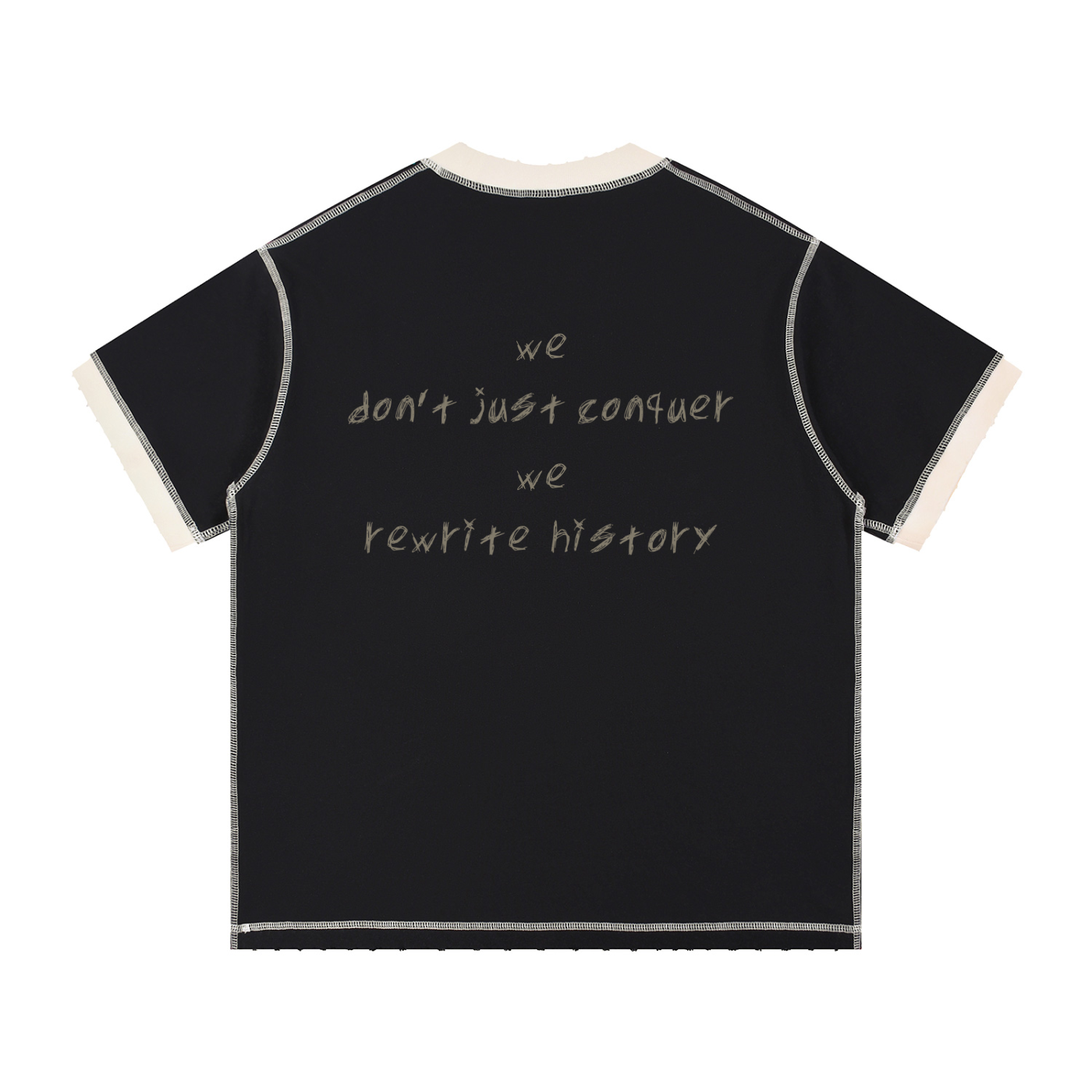 "Rewrite History" Contrast-Stitched Cotton T-Shirt