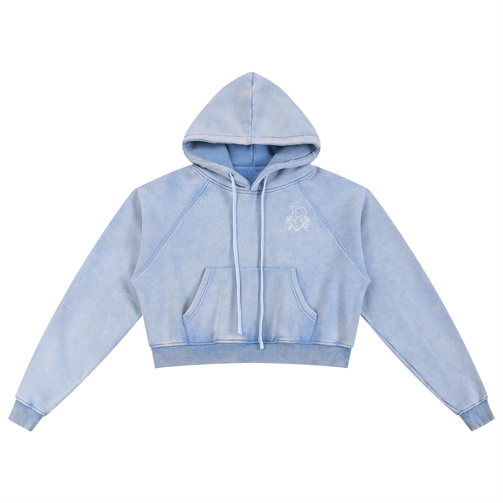Blessed Snow Washed Cropped Hoodie