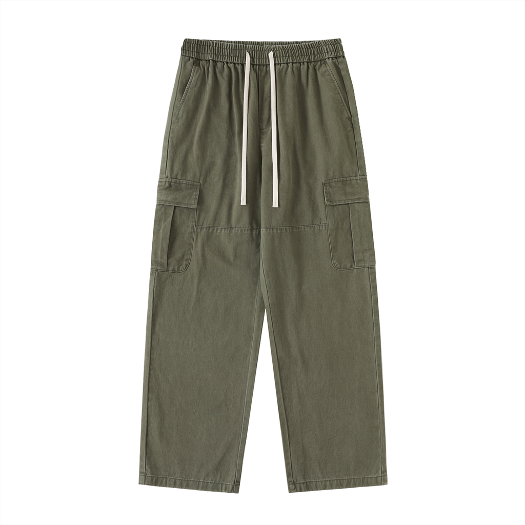 Phantom Cross Drawstring Straight-Leg Cargo Pants