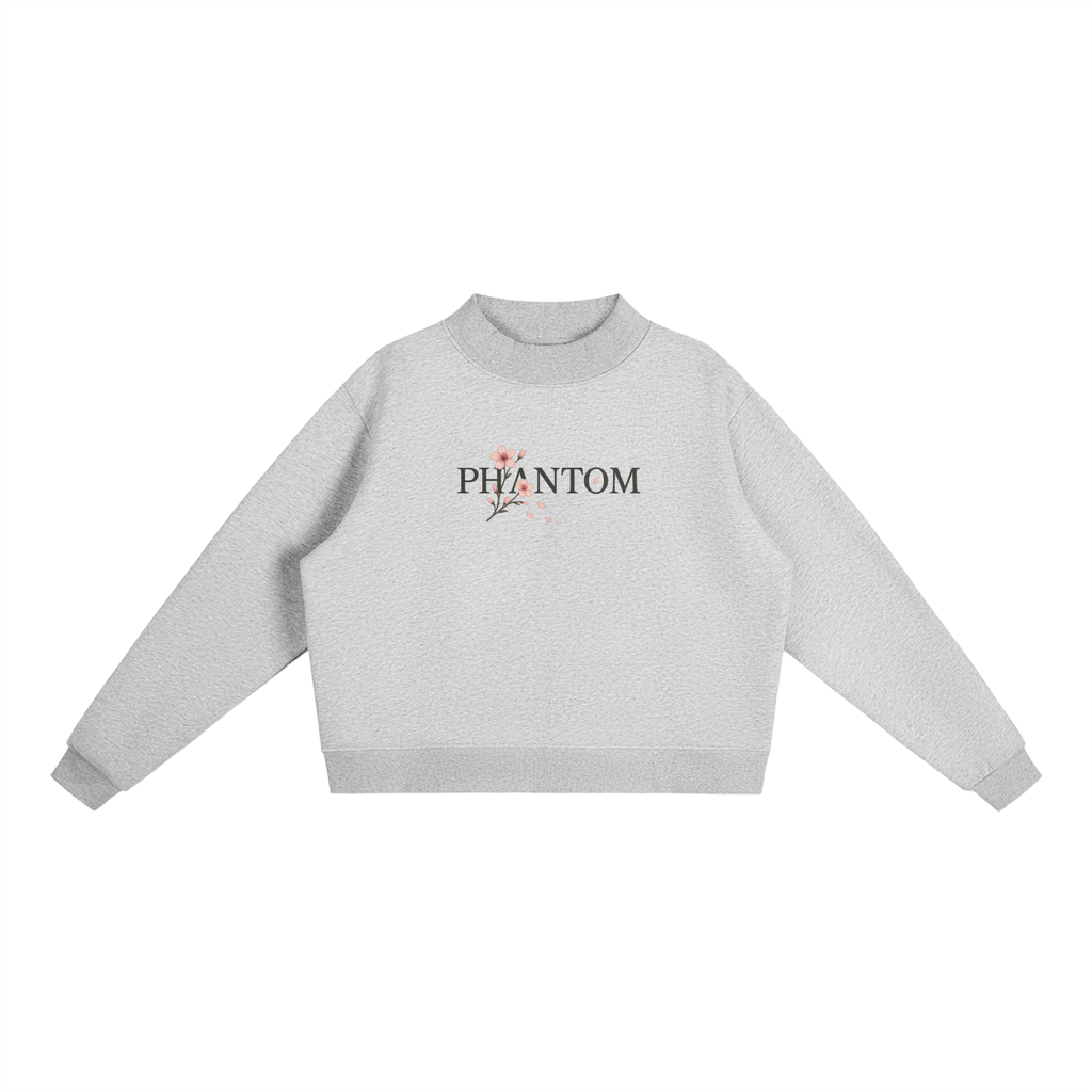 Cherry Blossom Mock-Neck Crew Sweatshirt