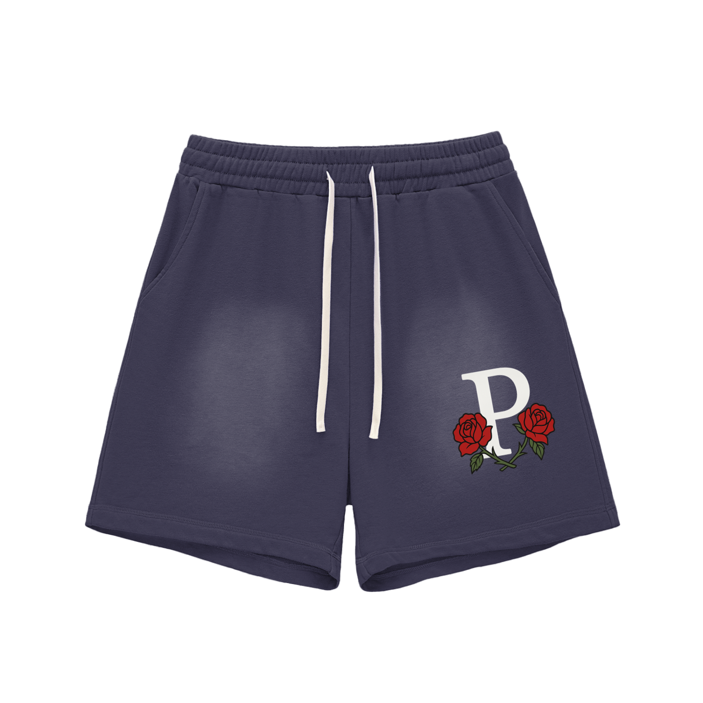 Phantom Roses Sun Faded Cotton Shorts