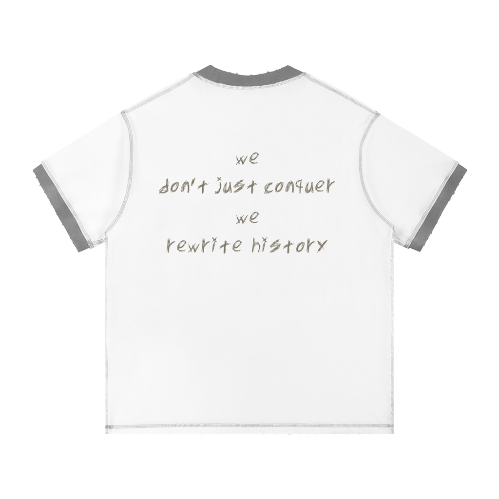 "Rewrite History" Contrast-Stitched Cotton T-Shirt