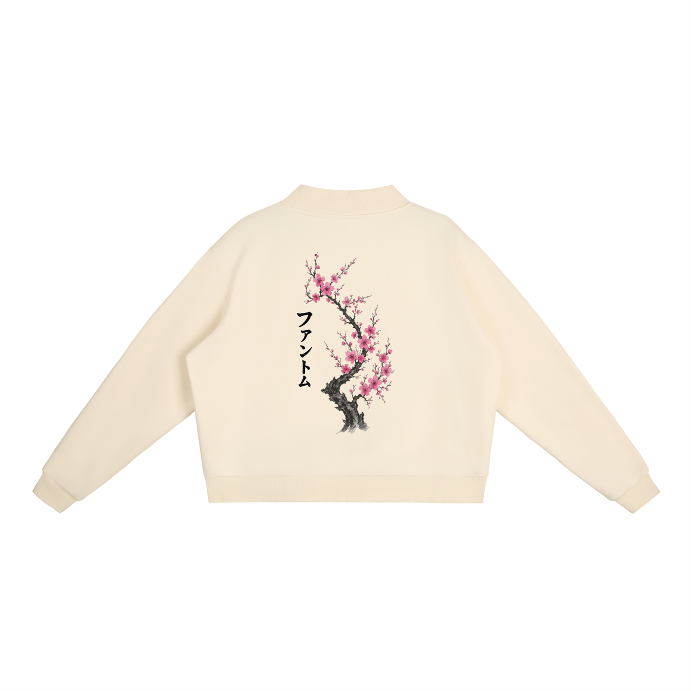 Cherry Blossom Mock-Neck Crew Sweatshirt