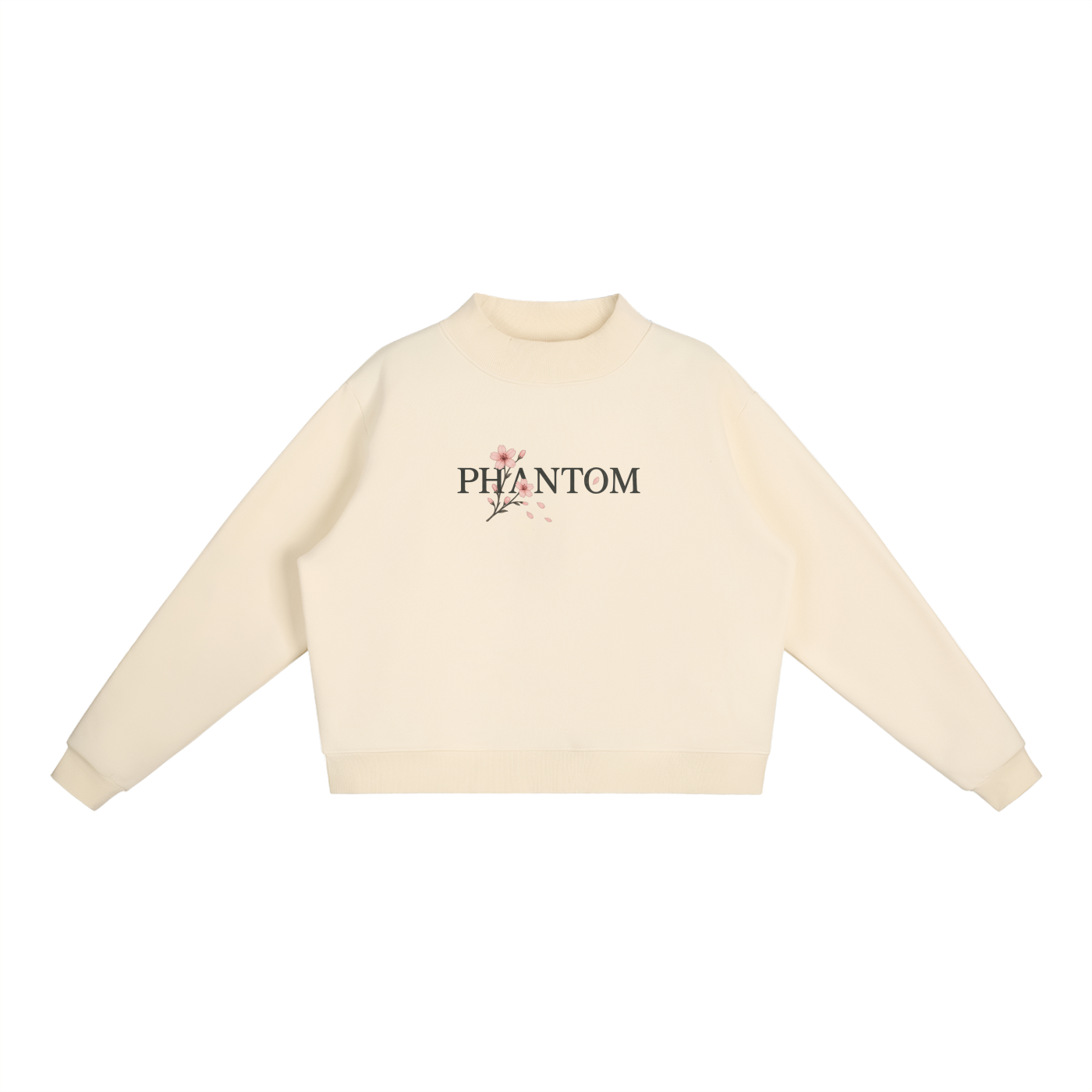 Cherry Blossom Mock-Neck Crew Sweatshirt