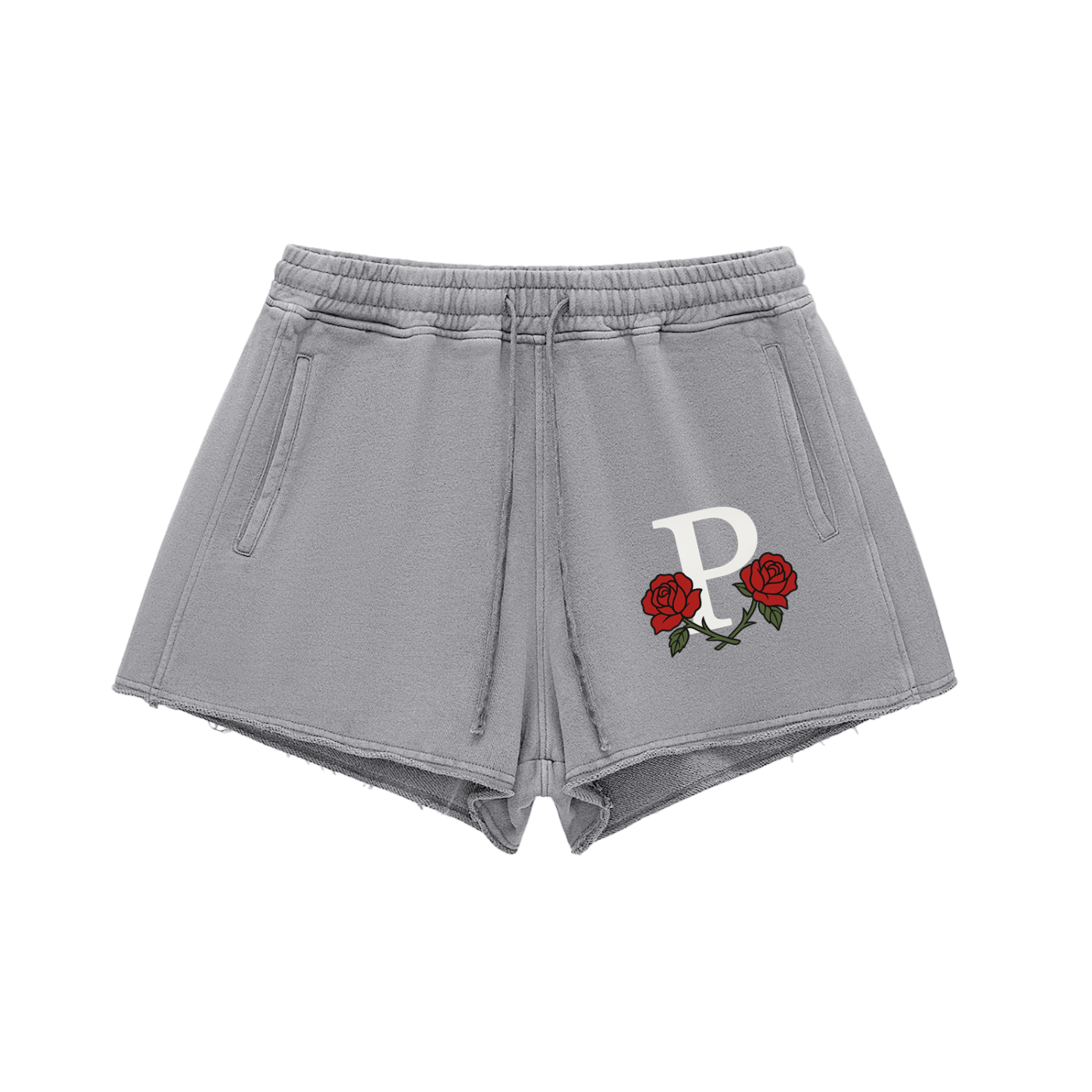 Phantom Roses Snow Washed Drawstring Shorts