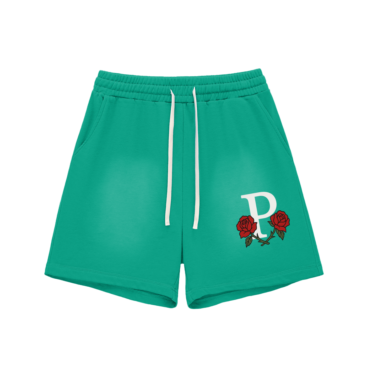 Phantom Roses Sun Faded Cotton Shorts