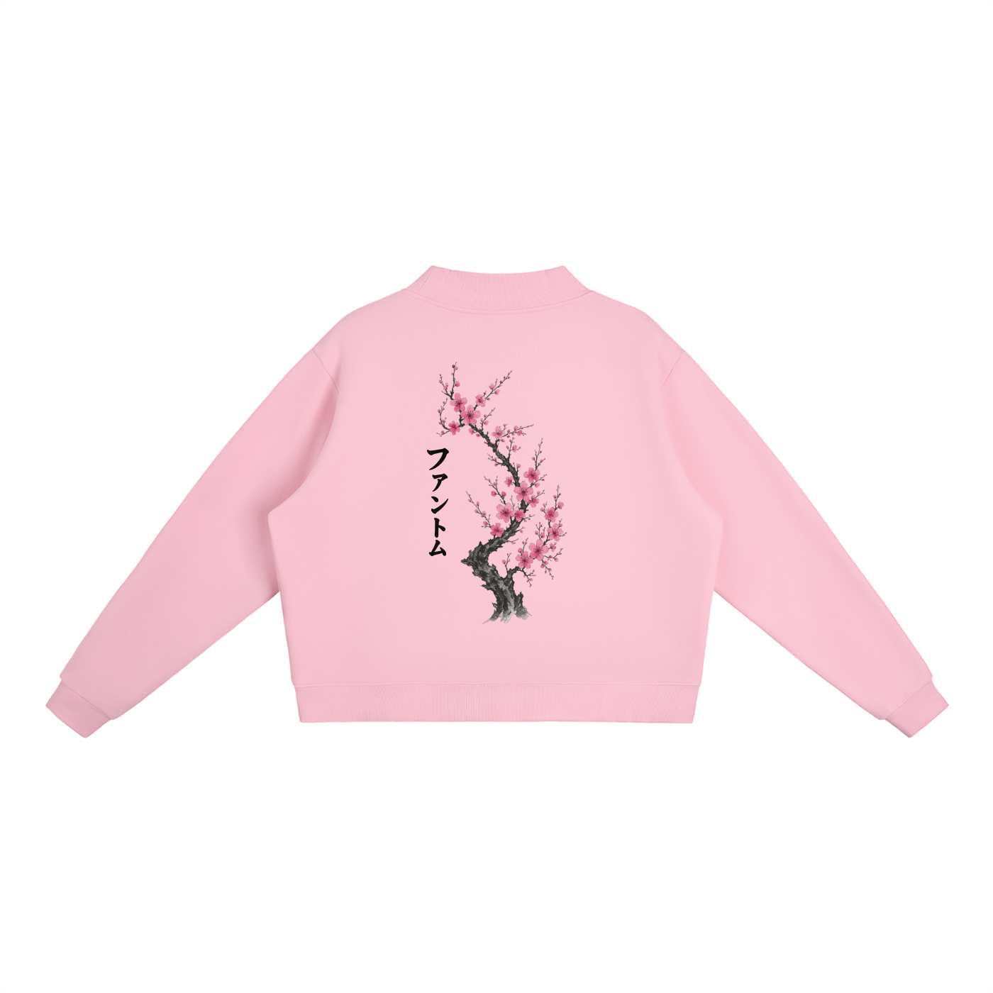 Cherry Blossom Mock-Neck Crew Sweatshirt